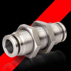 Pneumatic Bulkhead Connector Stainless Steel/Copper Nickel Plated Push Fitting