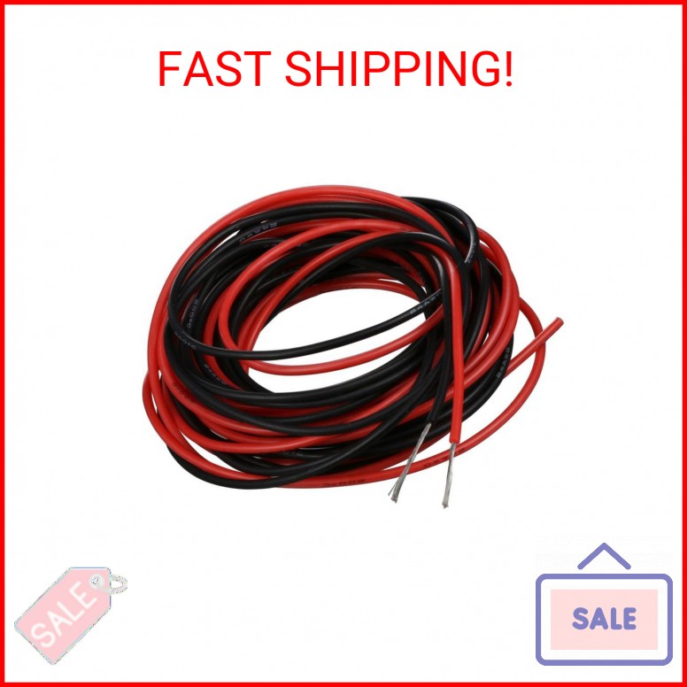 BNTECHGO 24 Gauge Silicone Wire red and Black Each 10ft Flexible 24 AWG Stranded