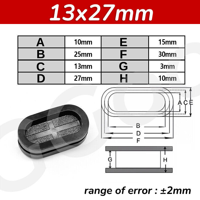 Black Rubber Oval Blanking Grommets Grommet Closed Gromet Blind Plugs Bungs