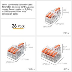 GKEEMARS 26Pcs Compact Splicing Connectors Wire Kit 2, 3 and Clear