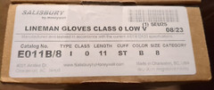 Salisbury /Honeywell* E011B/8 * Rubber Linemen’s Electrical Gloves, Sz.8, Black