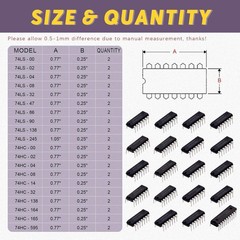 Swpeet 40Pcs 20 Different Types 74HCxx and 74LSxx Series Logic IC Assortment Kit