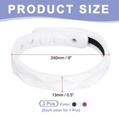 3PCS 0.5″x9″ Silicone Adjustable Anti Static Bracelet Red Blue White