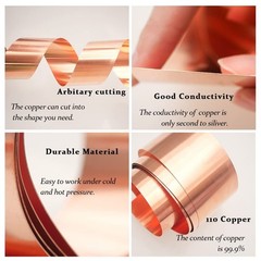 99.9% Pure Copper Cu Metal Sheet Roll Foil Plate Strip T2 Thickness 0.01mm-1mm