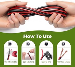 40FT 18 Gauge 2pin 2 Color Red Black Cable Hookup Electrical Wire LED Strips …