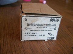 NOS Box of 6 T&B 60136 Method Color‑Keyed Lug Pressure Terminal Connectors 3/8″