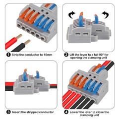 30Pcs Lever Wire Connectors Quick Wiring Cable Connector Terminal Block 2 In 6