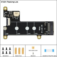 Geekworm X1001 PCIe to M.2 HAT Key-M NVMe SSD PIP Peripheral Board Black