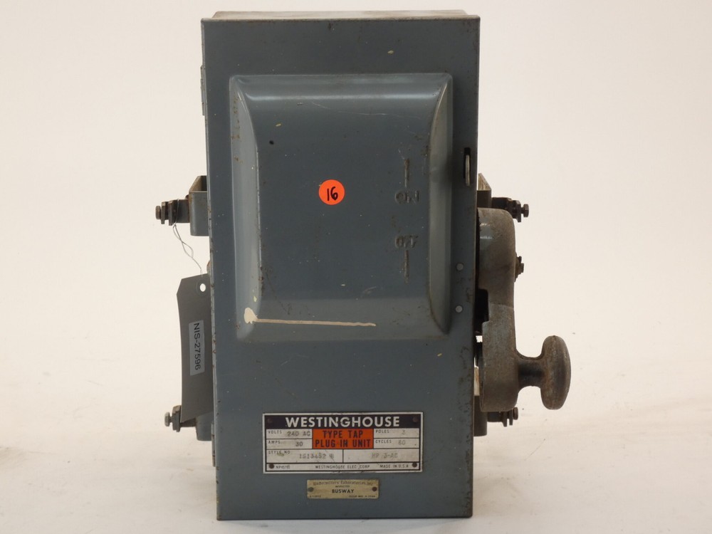 Westinghouse 1513452-B Fusible Cover Operated Bus Plug 240V 30A 3P 3HP Type TAP