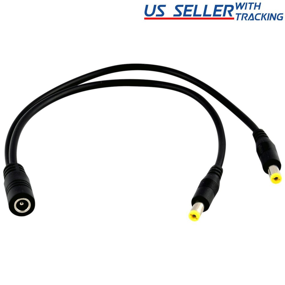 1:2 DC Power Splitter Cable Cord 1 Female to 2 Male 5.5×2.1mm Port Pigtals 12V