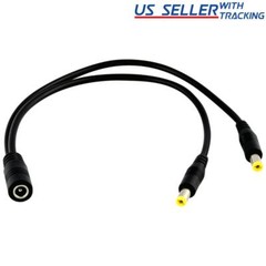 1:2 DC Power Splitter Cable Cord 1 Female to 2 Male 5.5×2.1mm Port Pigtals 12V
