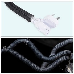 3/16″ 25Ft Self Wrapping Braided Sleeve UL94-V2 Fireproof PET Sleeving, Black