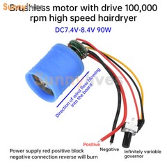 DC9V 12V 24V 100000RPM Ultra High Speed BLDC 3-Phase Brushless Motor with Fan