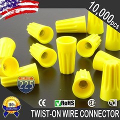 10000 Yellow Twist-On Wire Connector Connection nuts 18-12 Gauge Barrel Screw