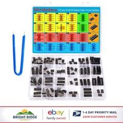 173 Piece IC Chip Assortment Kit with 12 Sockets and IC Plier for Electronics