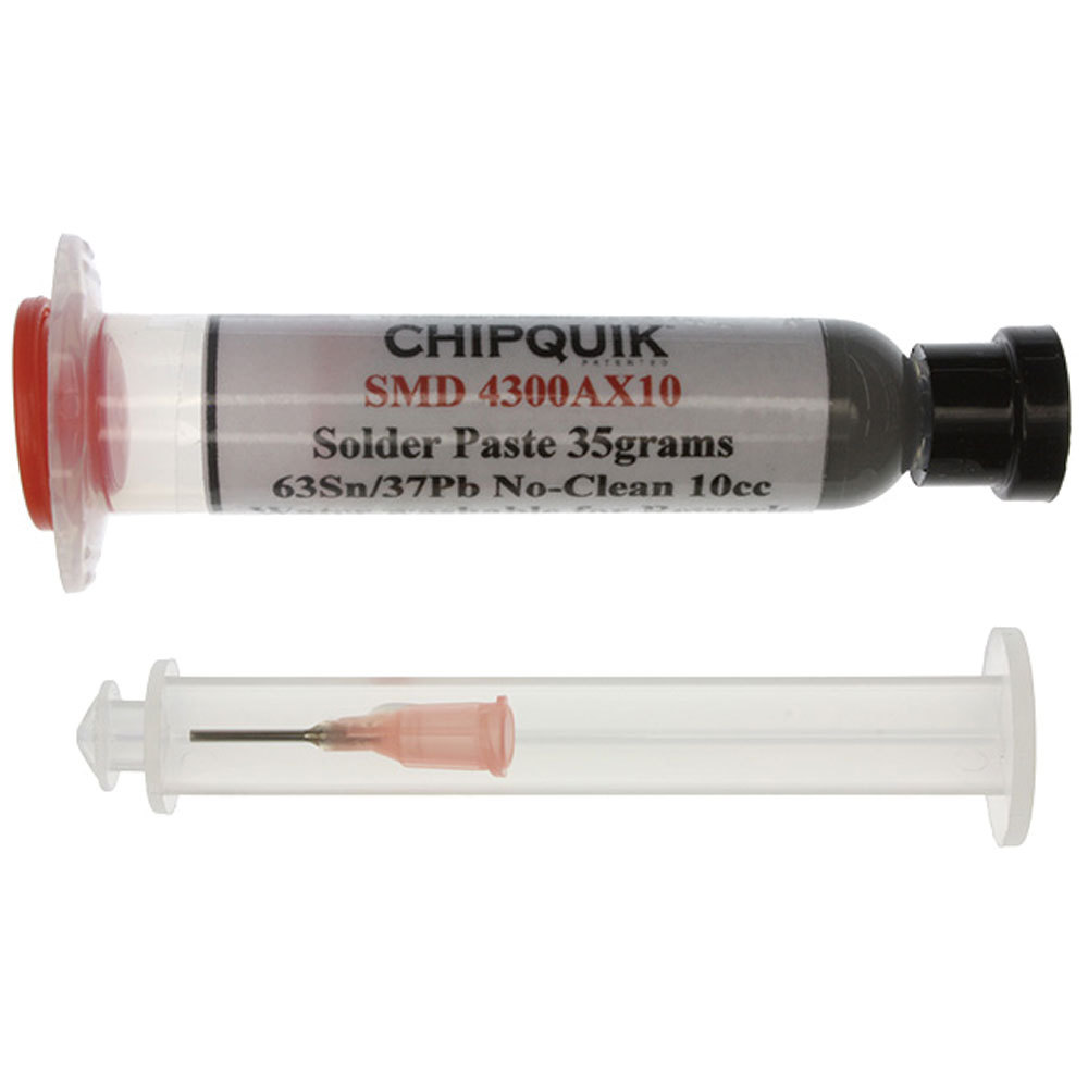 Chipquik SMD4300AX10 Solder Paste SN63 37PB 10CC / 35 grams w/ syringe H2O wash