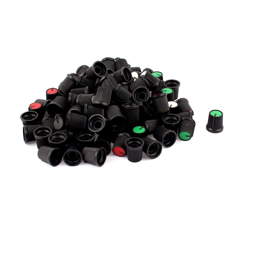 100Pcs 6mm Inner Dia Potentiometer Control Knob Red Green Yellow Blue White