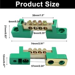Brass Terminal Bus Bar 4 Position Screw Terminal Grounding Strip Block