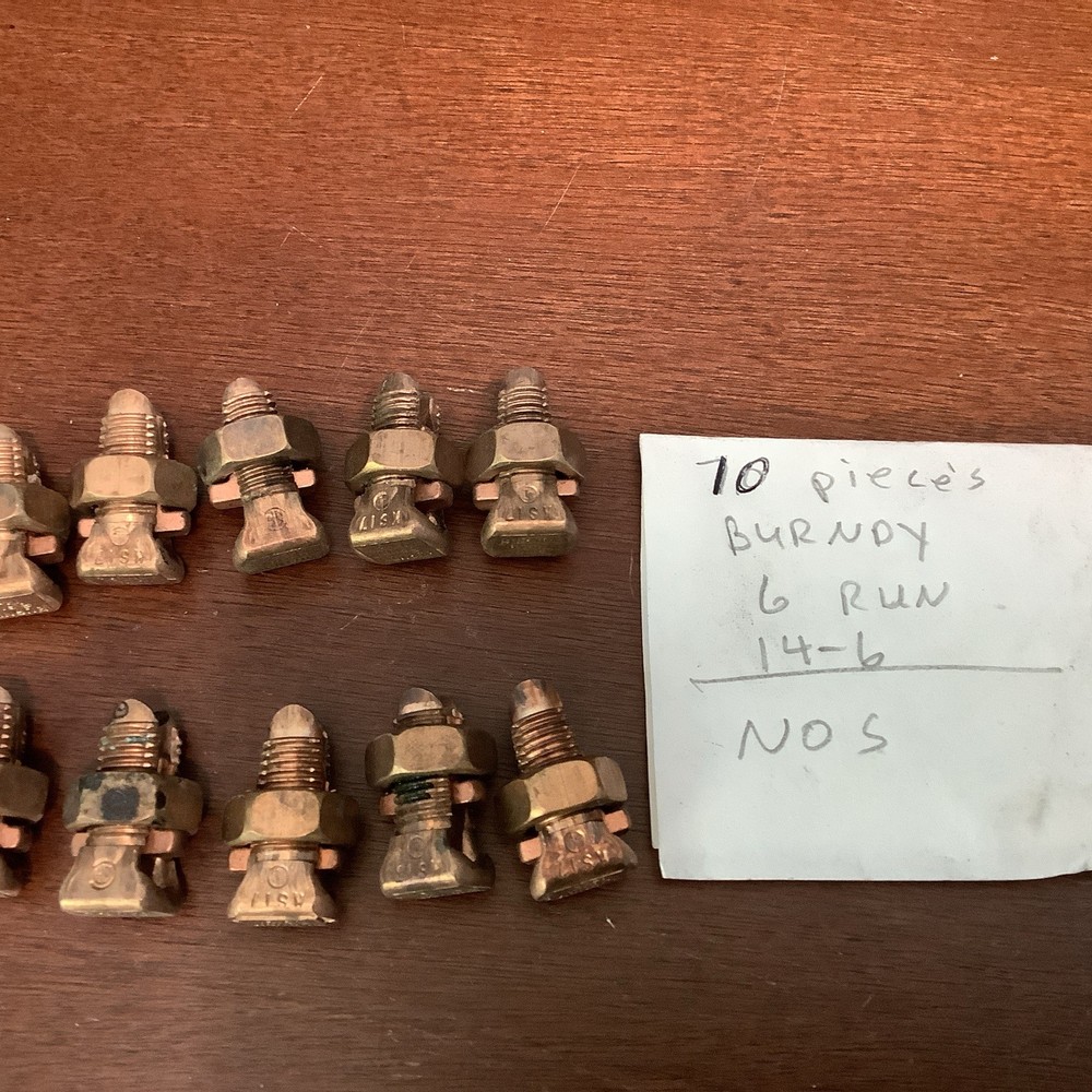 10- Nos Burndy 6 Run 14-6 AWG Mechanical Split Bolt Connector KS17