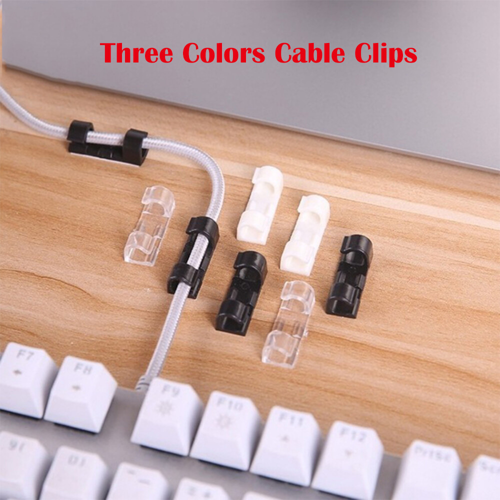 Self Adhesive Wire Cable Cord Clips Clamp Table Wall Tidy Organizer Holder 20-60