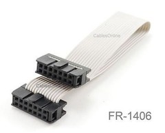 6 inch 14-Pin 2×7-Pin 2.54-Pitch Female 14-Wire IDC Flat Ribbon Cable, FR-1406