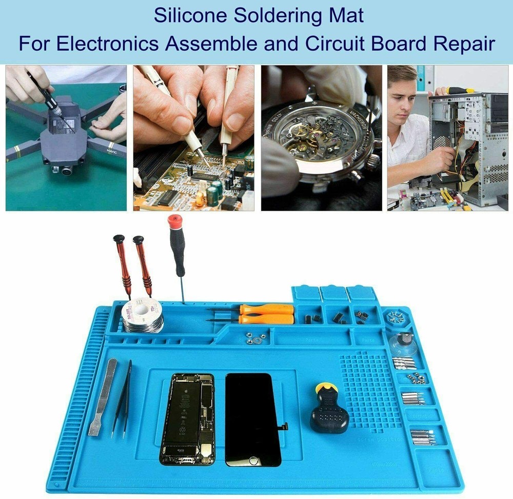 DESKTOP RUBBER ESD ANTI-STATIC HI-TEMP GROUNDING MAT FOR ELECTRONICS REPAIR 16