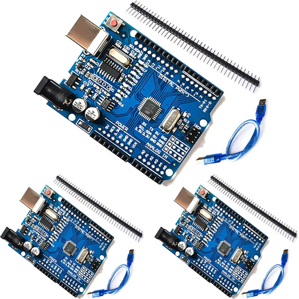 3pcs For Arduino UNO R3 Development Board ATmega328P ATMEGA16U2+ USB Cable USA