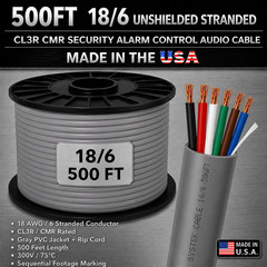 500FT 18/6 Stranded CL3R CMR Security Alarm Control Audio Cable