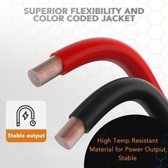 TOPSTRONGGEAR 4 Gauge 25ft Black and Red 25FT &
