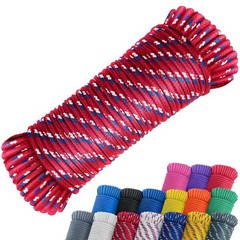 100 ft 1/4″ Polyester Rope x 100′, Red (Blue&white)