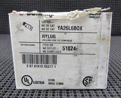 BURNDY YA-L-N125-2/0-STR COPPER 1-HOLE COMPRESSION LUG – LOT OF 2 / NEW NO BOX