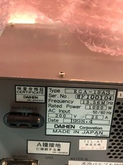 DAIHEN RGA-10A3 TELL 1D80-002072-17 RGA-10A RF POWER GENERATOR PLASMA, 149914