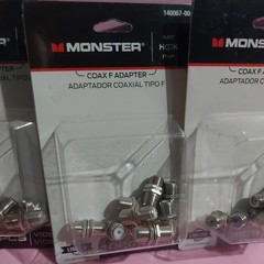 3 packs Monster Just Hook It Up Double Female Coax F Adapter 75 ohm 900 MHz NEW