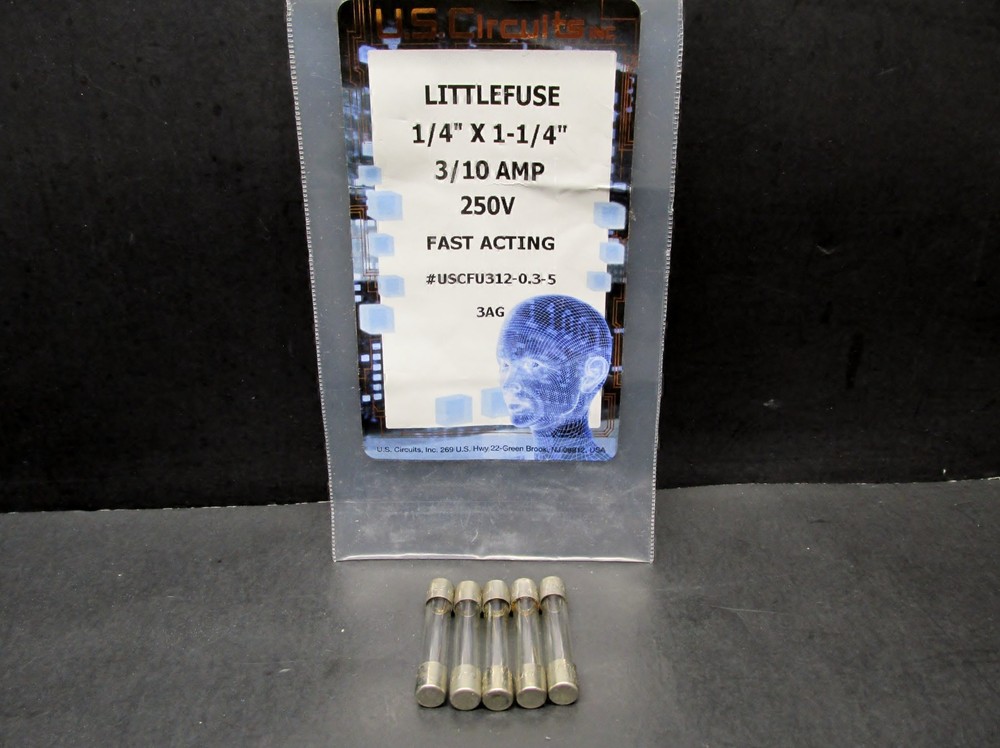5 – PK Glass Fuse 3AG size: 1-1/4″ x 1/4″/ 6 X 30mm, 300mA 125v/250V Fast Acting
