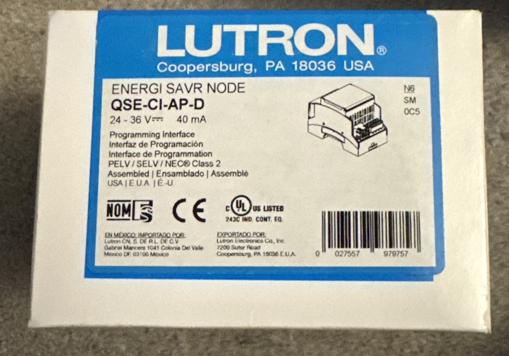 Lutron Energi Savr Node Interface Programming Module, QSE-CI-AP-D NEW