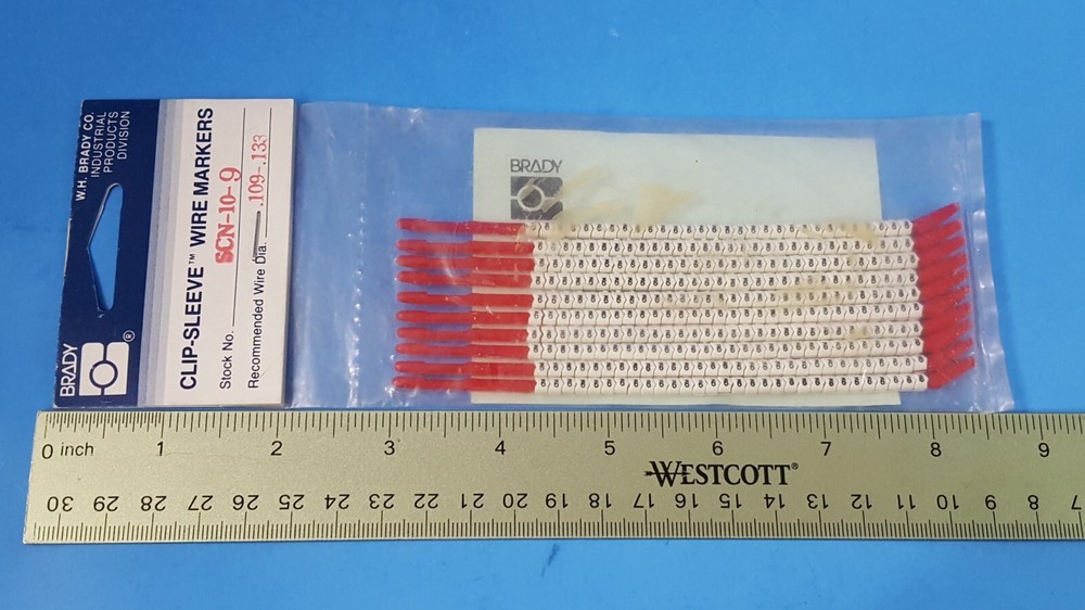 ONE-BRADY, SCN-10-9, Clip Sleeve pack of 300 for Wire Dia, 16-14AWG, 0.109-0.133