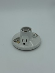 Leviton 9726-C Porcelain Lampholder 660W 125V White With Outlet Power Inlet