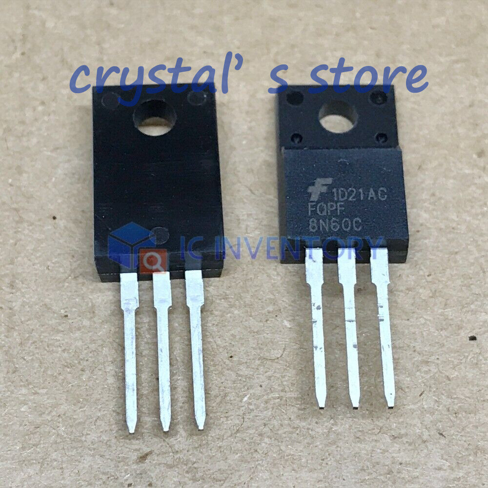 10PCS FQPF8N60C TO-220F MOSFET Transistor General Purpose 7.5A 600V 1.2ohm 10V
