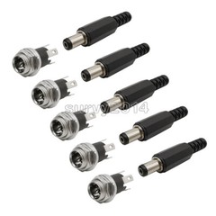 5.5×2.1mm DC Power Supply Plug Connector + Female Metal Panel Mount Socket Jack