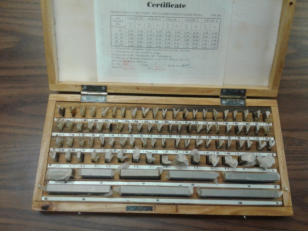 87 PCS/SET METRIC GAGE BLOCK SET, DIN861 GRADE 1,w. General CERTS. #702F-87NC-1