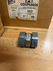 PECO 322, 1″, Die-Cast Compression, EMT Conduit Coupling 4 Boxes of 50 200 Total
