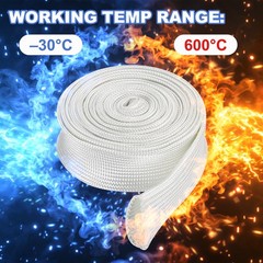 16.4ft Insulation Cable Protector 3mm High TEMP Fiberglass Sleeve White