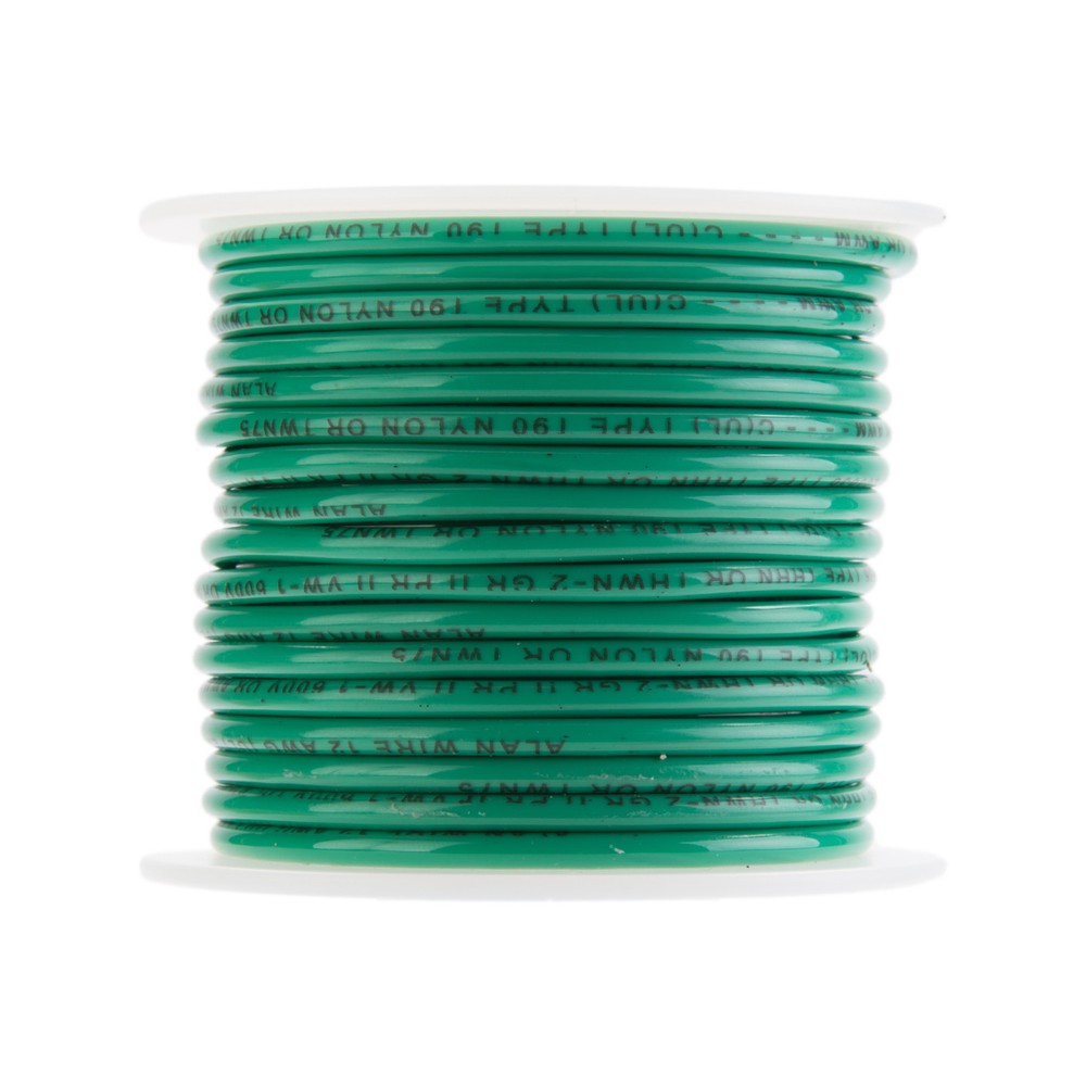 12 AWG Gauge Stranded THHN Wire Green 50 ft 0.128″ 600 Volts Building Wire