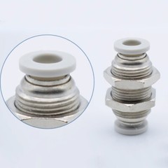 Pneumatic Bulkhead Connector Stainless Steel/Copper Nickel Plated Push Fitting