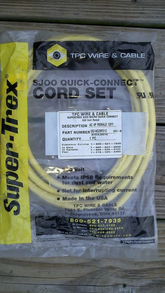 TPC Wire & Cable Super-Trex Quick-Connect 4/18AWG, CG14C29F012 (81074)