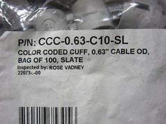 (100) Siemon CCC-0.63-C10-SL Slate Color Coded Cuff, 0.63 Cable O.D. New in Bag