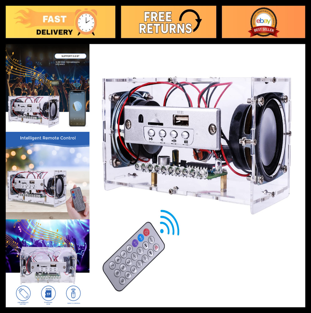 DIY Bluetooth Speaker Kit – USB Mini Stereo Amplifier with LED Lights, STEM Sold