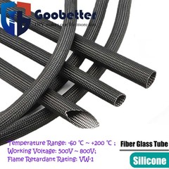 1-20mm Black Silicone Fiber Glass Tube Wire Cable Insulating High Temp Sleeving