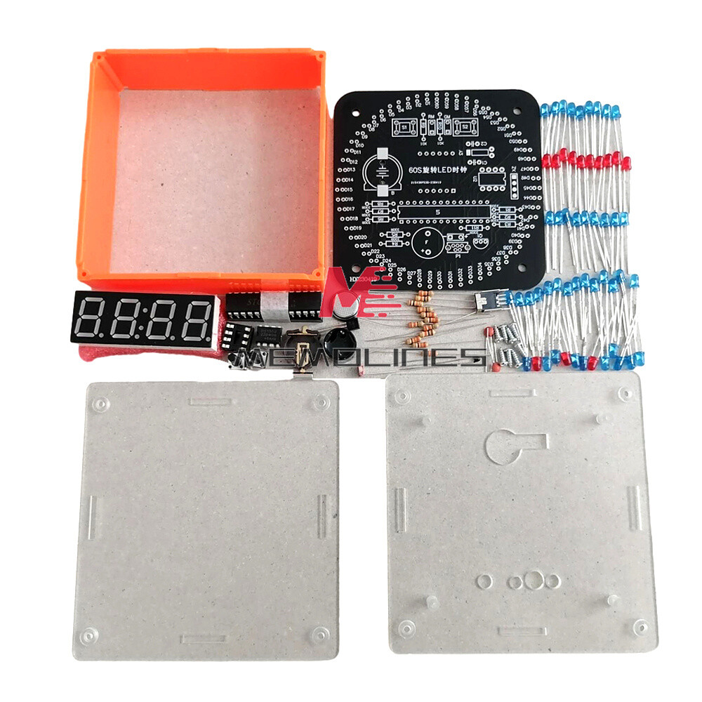 DIY Rotating LED Electronic Digital Clock Kit Learning Board DC5V DS1302 + Shell