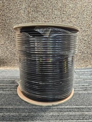 FiveStarCable RG6/Quad CATV/CM/CL2 1000FT 75 Ohm 18 AWG Cable Wood Spool Black